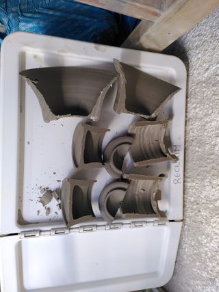 Clay forms cut in half