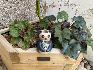 This little matt panda loves its little plant.

⚠️ Inside is not glazed, so won't hold water.